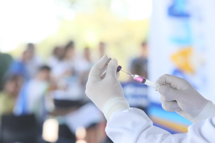 Profissional carrega seringa com vacina antirrábica Foto Edu Fortes